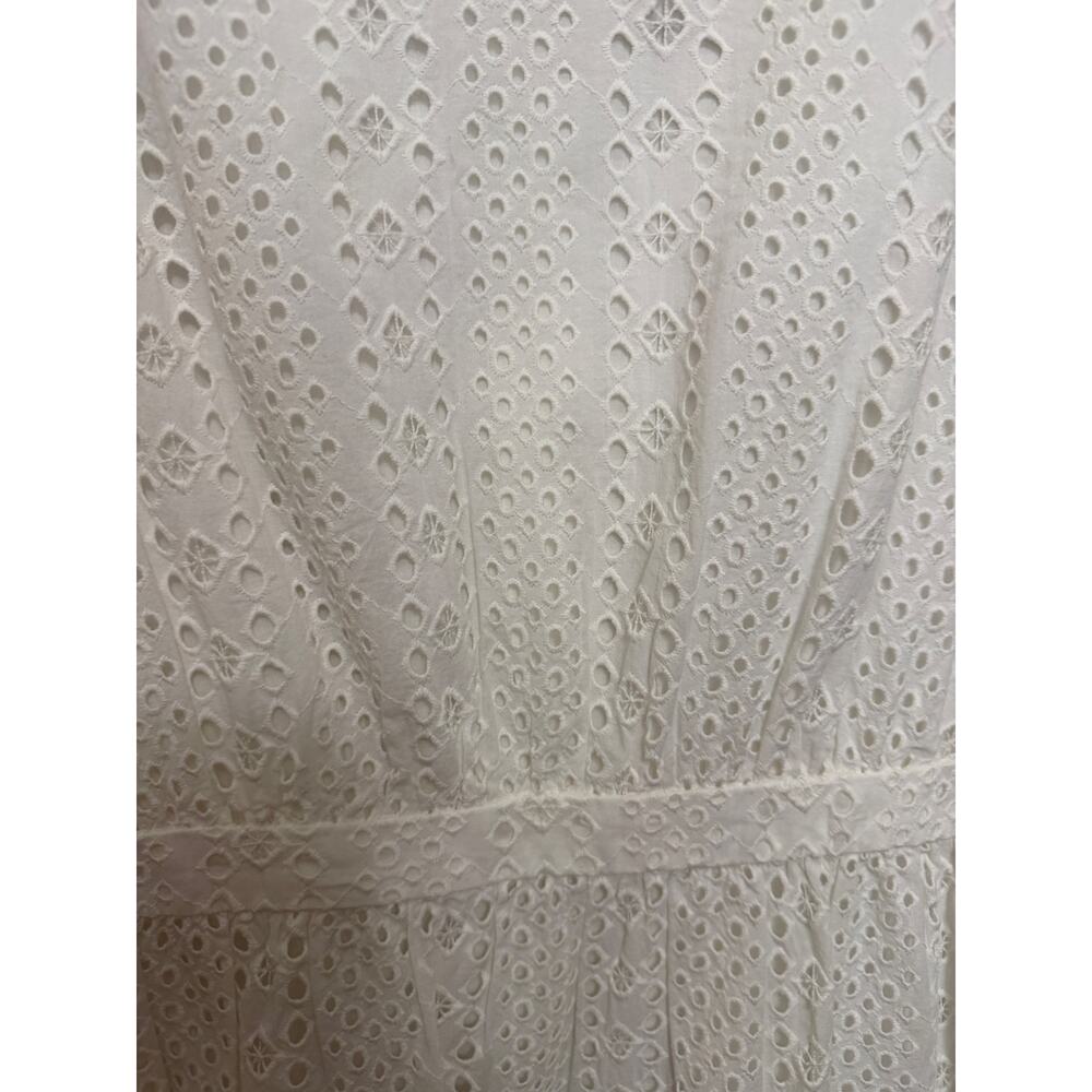 J. Crew-White Eyelet Lace Crochet Tiered Midi Dress Sleeveless-size 2 - Picture 4 of 5